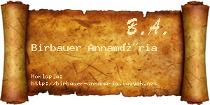 Birbauer Annamária névjegykártya